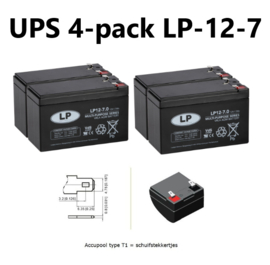 UPS LP VRLA AGM Accu 4-pack 12V 7Ah VDS LP12-7 T1 / 151x65x94/99mm