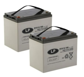 Set 2x Scootmobiel Deep Cycle AGM-GEL-CARBON Accu EVX12076 / 12V 76Ah / 260x168x211/214mm lange levensduur