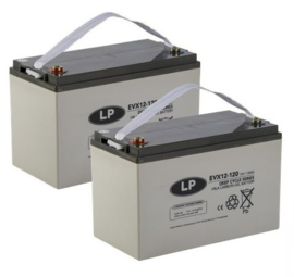 Set 2x Scootmobiel Deep Cycle AGM-GEL-CARBON Accu EVX12120 / 12V 120Ah / 330x173x213/220mm lange levensduur