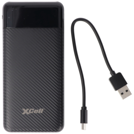 XCell Powerbank X10000 met 10.000 mAh capaciteit, LED-display, dubbele USB-uitgang, USB-C-oplaadpoort