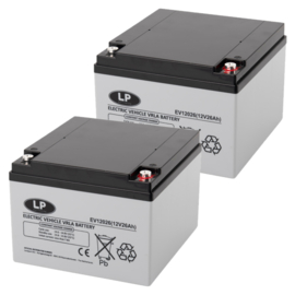 Set 2x Scootmobiel AGM Accu 12V 26Ah / 166x176x125/125mm