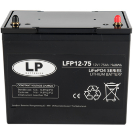 Landport Lithium Accu 12.8V 75Ah 960Wh met Bluetooth LFP V12-75 / 260x168x208mm