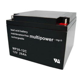 Multipower VRLA EV AGM Accu 12V 26Ah MP26-12C M6, 175x166x125mm