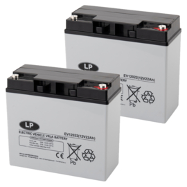 Set 2x Scootmobiel AGM Accu 12V 22Ah / 181x77x167/167mm