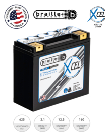 Braille XC12.5-625-1 Superieure Motorsport Lithium Accu 12,8V 12.5Ah 160Wh ﻿+R LiFePO4 178x76x159mm
