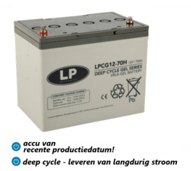 Cyclische Gel Accu 12V 70Ah LPCG12-70H / 260x168x208/214 +L