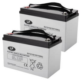 Set 2x Scootmobiel Accu LP VRLA-EV DC AGM Accu 12V 110Ah +L, T11, EV12-110/EV12110  328x172x215/220