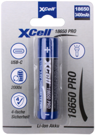 X-cell 18650 Li-Ion 3400MAH 3,7V met PCB (geïntegreerde beveiliging)