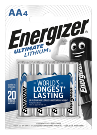 Energizer Ulitmate Lithium LR6 AA batterijen L91 1.5V 3100mAh 4 st. (Blister)