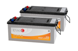 Dynac Deep Cycle AGM 170 Accuset 2 stuks 12V 170Ah +L 513x223x203mm  (recreatieaccu o.a. boot, camper, caravan, tuinhuis)