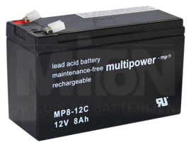 Multipower VRLA EV AGM Accu 12V 8Ah F2, MP8-12C,  151x65x102