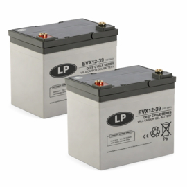 Scootmobiel Accu Set 2x 12V 39Ah | Deep Cycle AGM-GEL Carbon | EVX12039 / 195x130x164/167mm  extra langere levensduur
