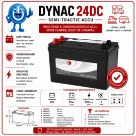 Dynac 24DC Semi-Tractie Accu 12V 75Ah 520A – onderhoudsvrije boordaccu