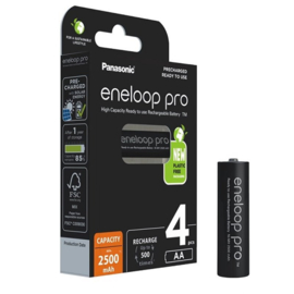 Oplaadbare Panasonic Eneloop Pro AA 2500mAh 1,2V Blister 4 stuks