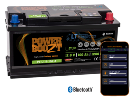Powerboozt Lithium Accu 12.8V 100 Ah 1280Wh met Bluetooth BP-Li 12-100 LT / 353x175x190mm