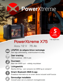 Huishoudaccu / Moveraccu PowerXtreme X75 Lithium accu 12V 75Ah caravan tot 2.250 kg LiFePO4
