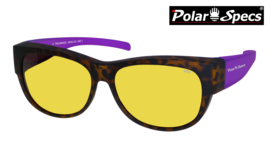 Polar Specs® Overzet Nachtbril PS5097 – Mat Havana/Purple – Polarized Nightdriving – Medium – Women