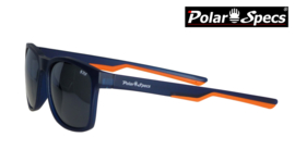 Polar Specs® Polariserende Zonnebril Wayfarer Sport PS9016 – Mat Blauw/Oranje – Polariserend Zwart – Medium/Large