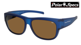 Polar Specs® Overzet Zonnebril PS5096 – Mat Navy Blue Satin  – Polarized Brown – Large – Unisex