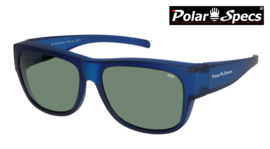 Polar Specs® Overzet Zonnebril PS5096 – Mat Navy Blue Satin  – Polarized Green – Large – Unisex
