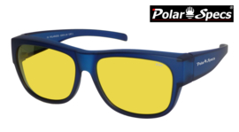Polar Specs® Overzet Nachtbril PS5096 – Mat Navy Blue Satin  – Polarized Nightdriving – Large – Unisex