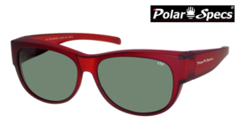 Polar Specs® Overzet Zonnebril PS5097 – Mat Burgundy Red Satin  – Polarized Green – Medium – Unisex