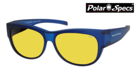 Polar Specs® Overzet Nachtbril PS5097 – Mat Navy Blue Satin  – Polarized Nightdriving – Medium – Unisex