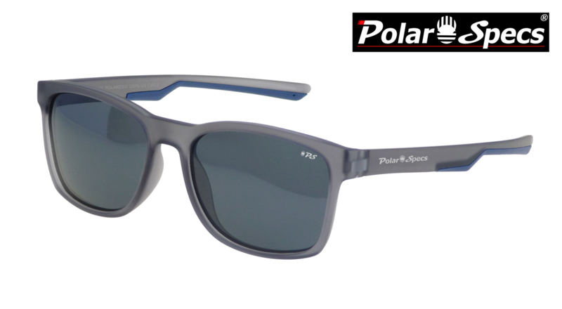 Polar Specs® Polariserende Zonnebril Wayfarer Sport PS9016 – Mat Grijs/Blauw – Polariserend Zwart – Medium/Large