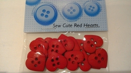 Dress It Up Sew Cute Red Hearts 1,5 cm 12 stuks