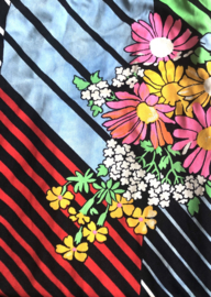 Vintage 70 ties halterjurk met fluor bloemen ( 34)