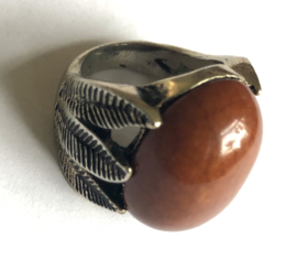 Vintage 70 ties boho ring met bruine steen