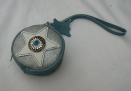Rond doosje blauw met vacht