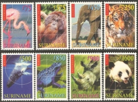 Suriname Republiek 1025/1032 Bedreigde Diersoorten 1999 Postfris