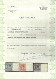 Nvph 163/165A Veth Hoge Waarden Postfris (2) + Certificaat