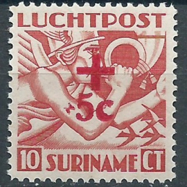 Suriname LP23a (Grote C + opdrukafwijking) Rode Kruiszegel Ongebruikt