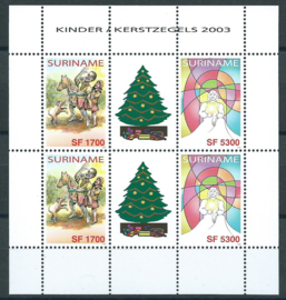Suriname Republiek 1219V/1220V  Kerst en Kind zegels 2003 Postfris (Compleet Vel)