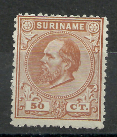 Suriname  13A (14 × 14) kleine gaten 50ct Willem III Ongebruikt (1)