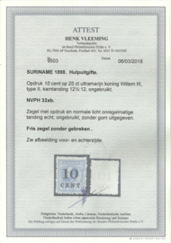 Suriname  32ab (Type II) Hulpuitgifte Ongebruikt + Certificaat