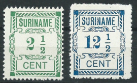 Suriname  66a + 68a Type II Hulpuitgifte 1912 Ongebruikt + Plaatfout 66aP