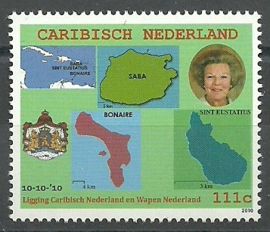 Caribisch Nederland      1 Wapen, Vlag en Landkaart Postfris