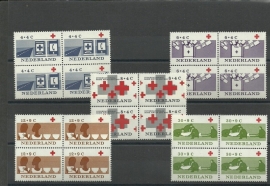 Nvph 795/799 100 Jaar Rode Kruis 1963 in Blokken Postfris