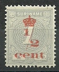 Suriname  60  ½ ct op 1 ct Hulpuitgifte 1911 Ongebruikt