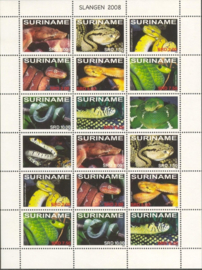 Suriname Republiek 1551/1558VBP Slangen 2008 Postfris (Compleet vel)