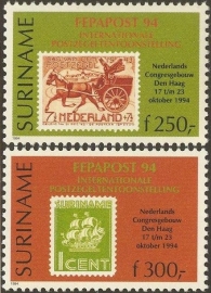 Suriname Republiek  820/821 Int. Postzegeltent. Fepapost 1994 Postfris