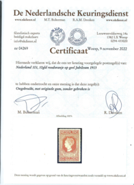 Nvph 101 10 Gld Jubileum 1913 Ongebruikt (2)  + Certificaat