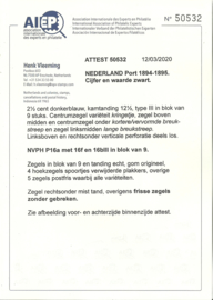 Port  16a 2½ct 1894/1910 Cijfer en Waarde Type III in blok met P16b-16c-16f Postfris + Certificaat