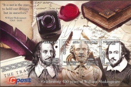 Curaçao Status Aparte 210 Blok 450e Geboortedag William Shakespeare 2014 Postfris