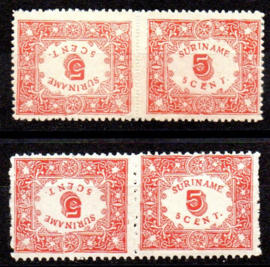 Suriname  58a/59a 1909 Hulpuitgifte Ongebruikt (1)