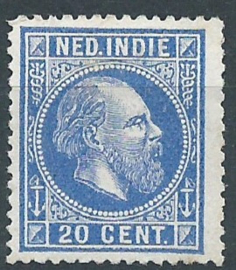 Nederlands Indië  12A 14 × 14  KG 20ct Willem III Ongestempeld (1)