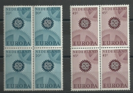 Nvph 884/885 Europazegels 1967 (Fosfor) in Blokken Postfris